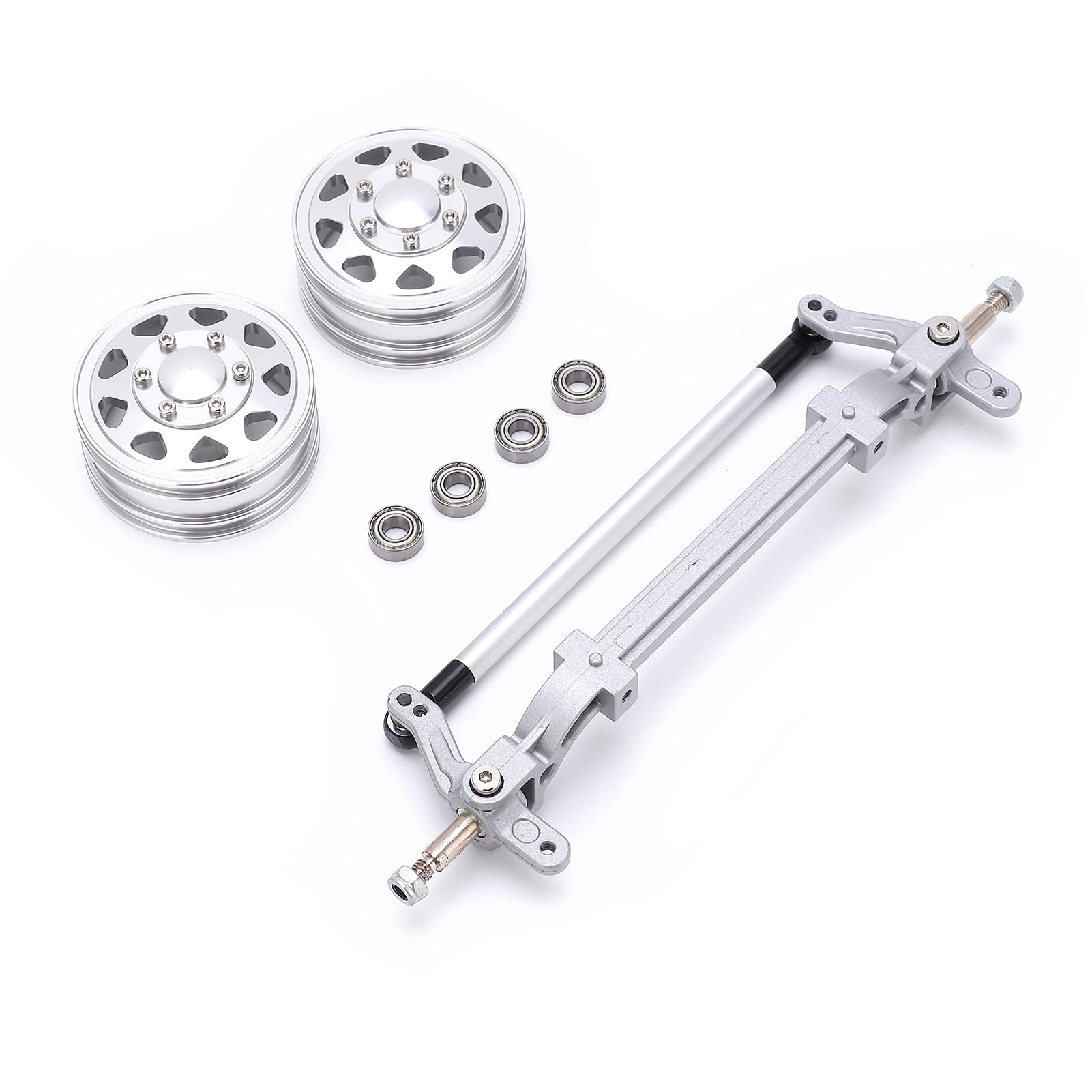 Ruota per Autotreno RC Antiruggine, Robusta Lega di Alluminio, Sostituzione Ideale per Modellini di Auto in Scala 1/14, Confezione da 2