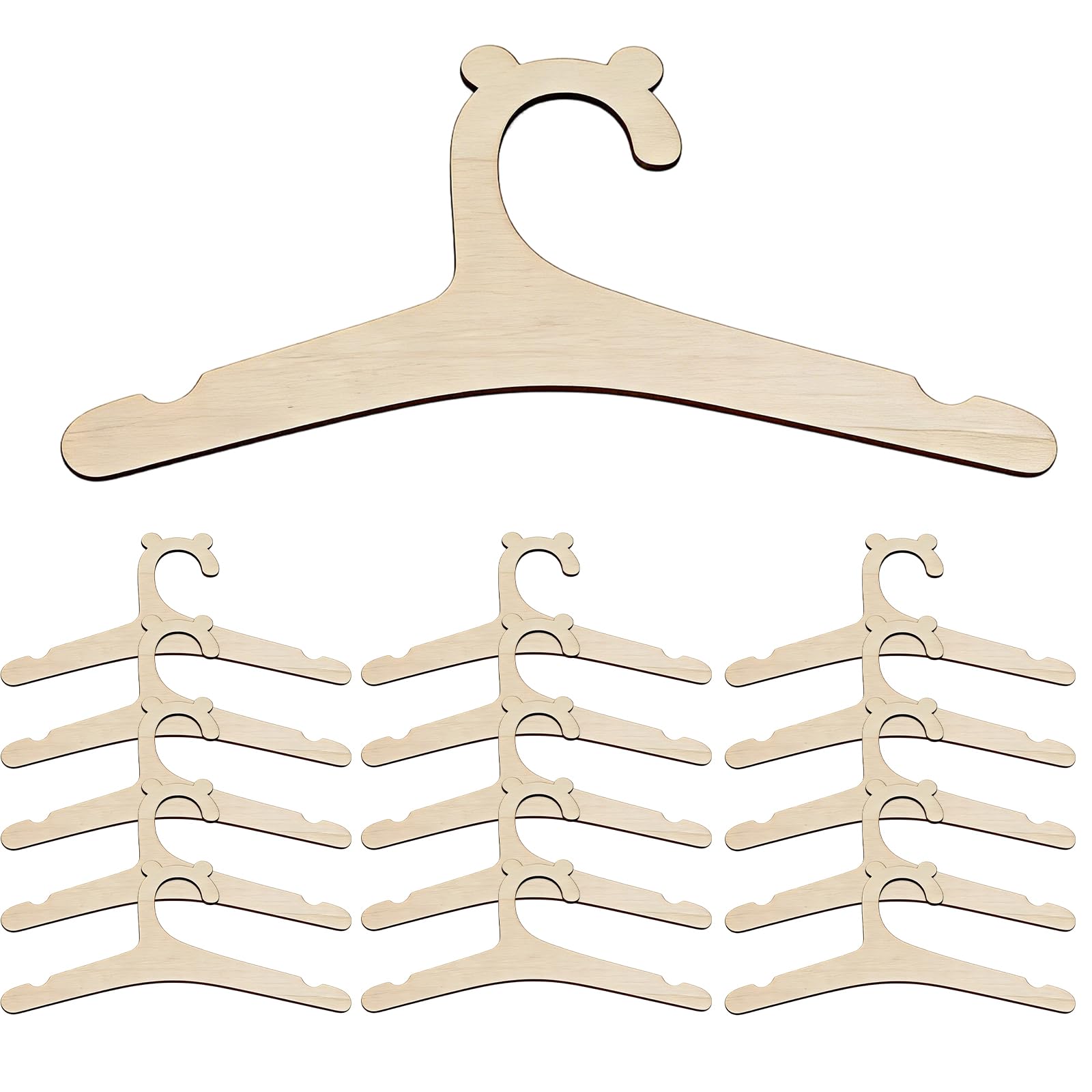 15 Pezzi Appendini in Legno per Neonato a Forma di orsetto Carino, Appendini per Bambini con Scanalature Antiscivolo, Ideali per Conservazione & DIY, Regalo Perfetto per Bebè (15,5 x 22,7 cm)