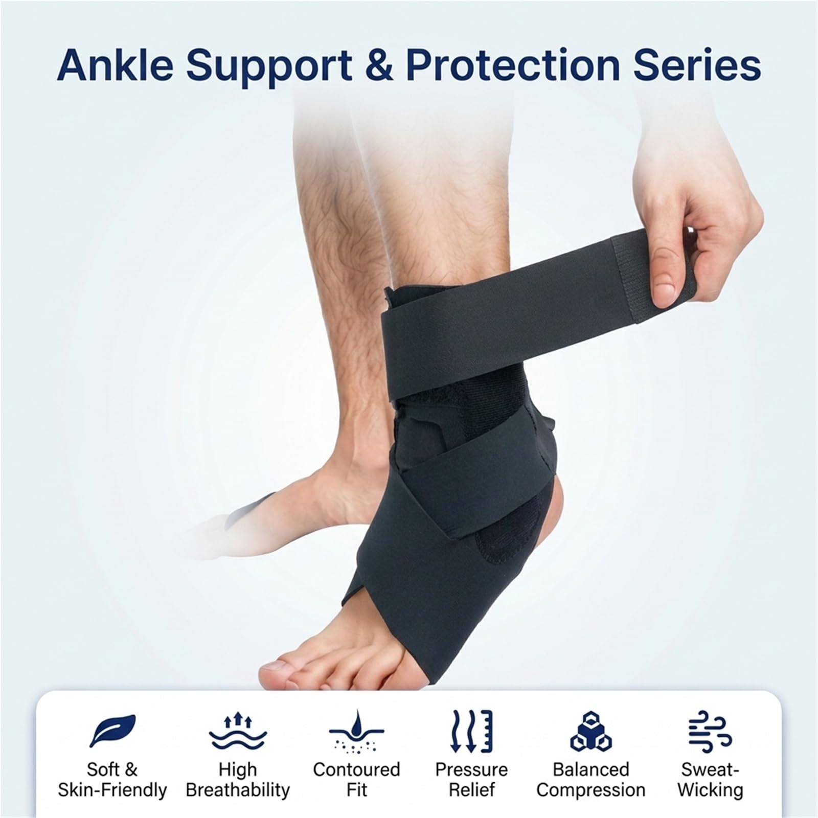 Generisch Kompressions-Sprunggelenkbandage, mit atmungsaktivem Stoff, für Sport und tägliches Gehen, Modell CJDW1030