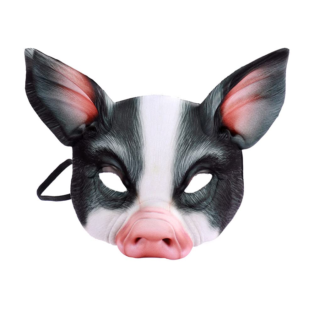 Vocoliday Halloween Pig Mask - Horror Animal Mask for Carnival, Christmas, Cosplay Props (Black)