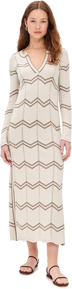 Splendid Women's x Cella Jane Chevron Caftan, Pearl/Wood, Off