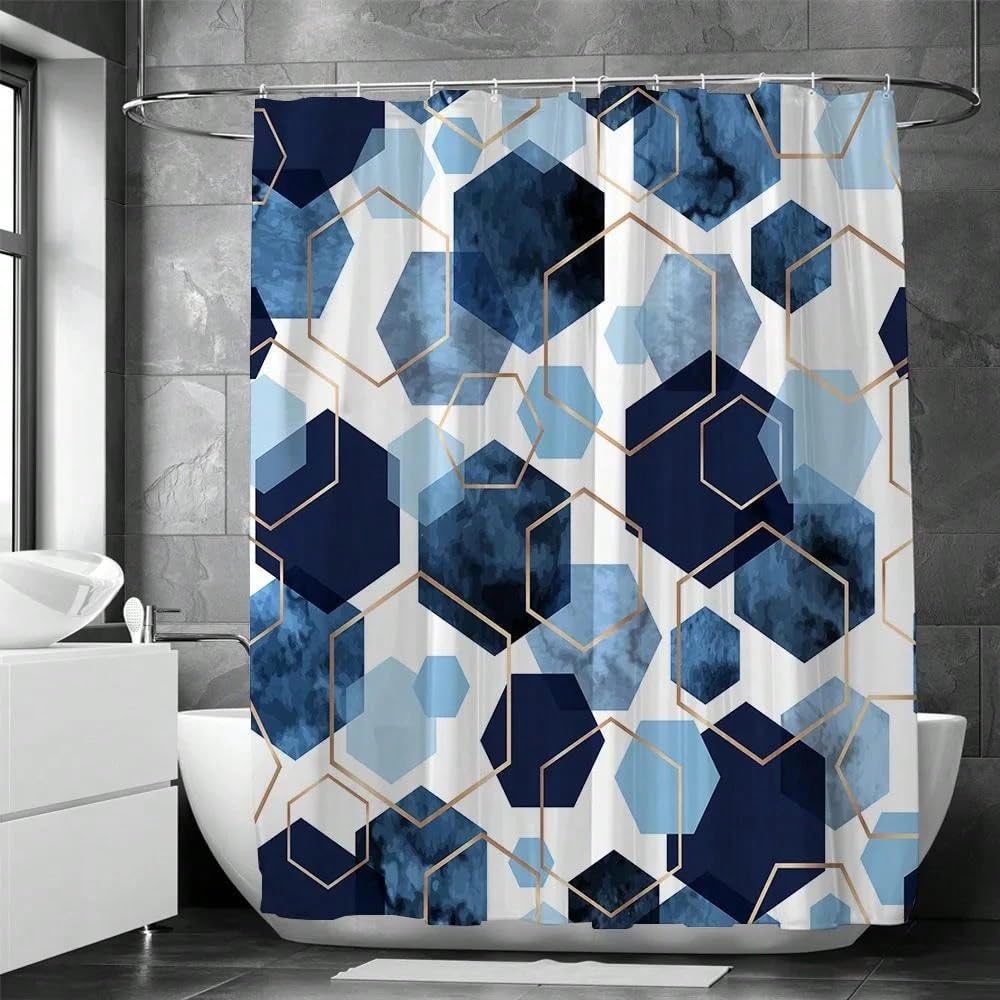 GLKSDLPO Modern Geometric Art Shower Curtain Set, Waterproof Bath Curtain, 3D Digital Painting Abstract Pattern Home Bathroom(180x220cm/71x87in(WxH)
