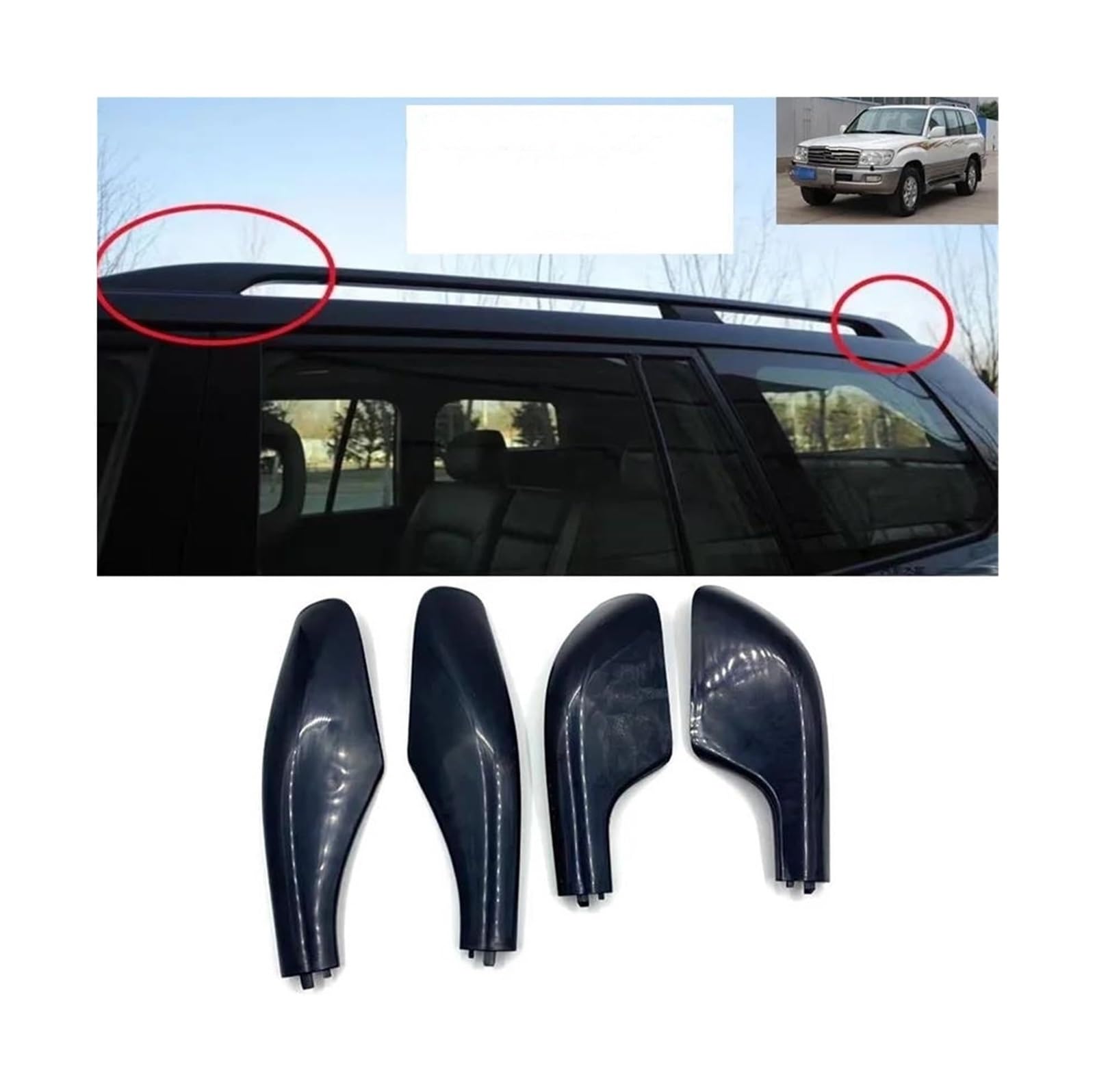Barra Portapacchi Auto Portapacchi Copertura Superiore Barra Bagagli Rail End Coperchio Bar Per Toyota Per Land Per Cruiser 100 UZJ100 LC100 LX470 1998-2007 6349360040(Onecolor)