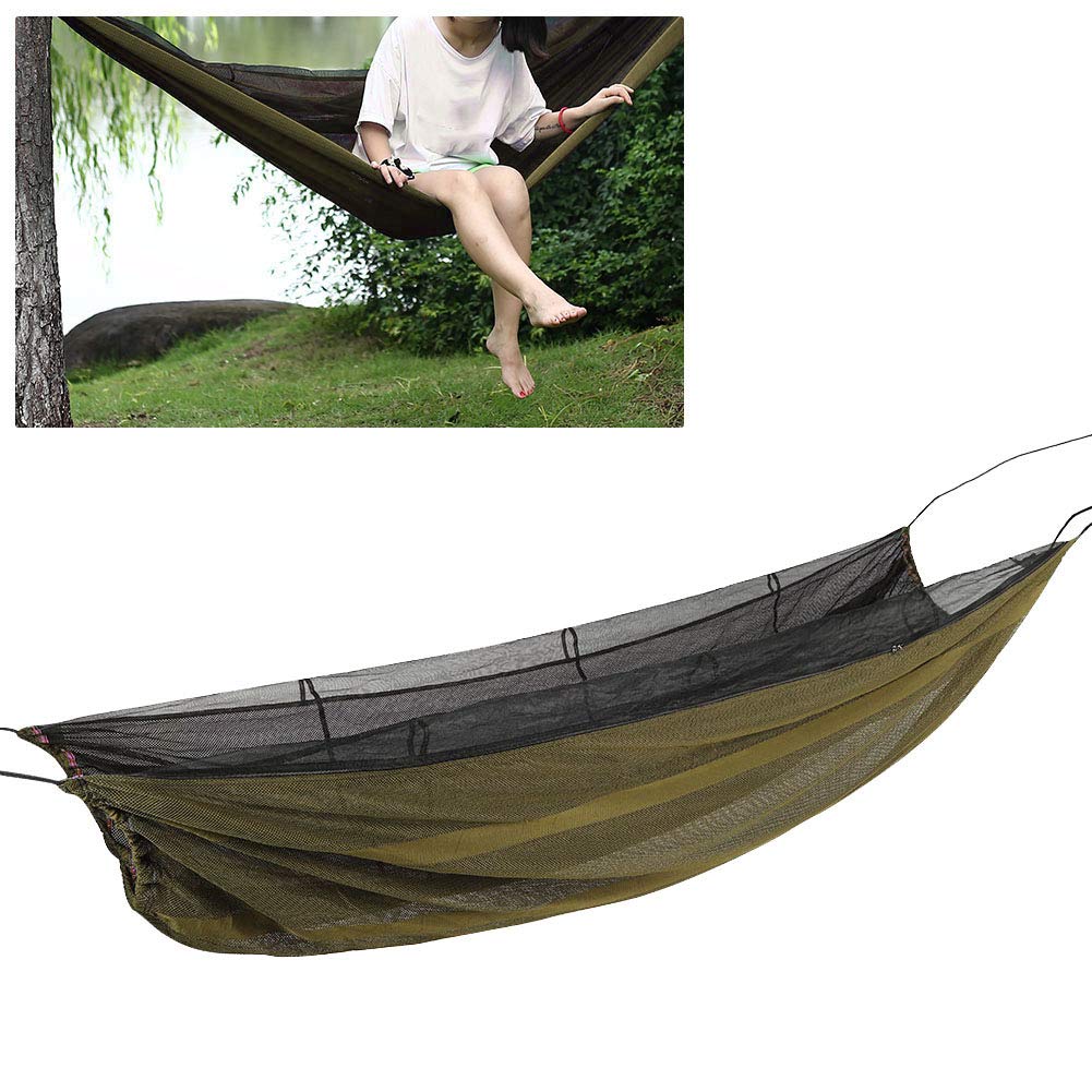 Camping singolo amaca portatile esterno per esterni antimosquito campeggio zaino in spalla (Dark Green)