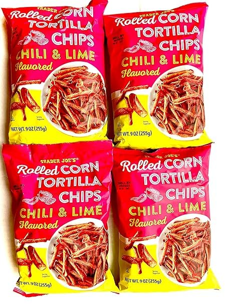 Generic Trader Joe's Rolled Corn Tortilla Chips Chili & Lime Flavored Pack of 4