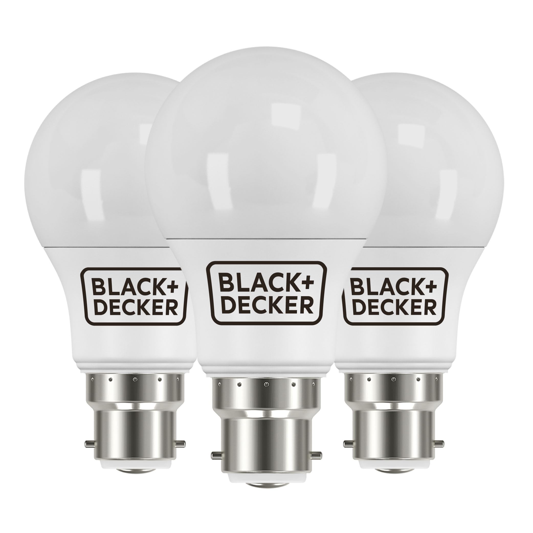 Black+Decker Day Light (6500K) Black+Decker® - Led Gls Lightbulbs - Pack Of 3 Light Bulbs • 7.3W • B22 Bayonet Base • Daylight 6500K • Non-Dimmable • 806 Lumens • Energy Class E