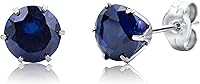 Orovi 14K Solid Gold Stud Earrings for Women: Ruby, Sapphire, Emerald Gems in White/Yellow Gold - Hypoallergenic, Gift Box