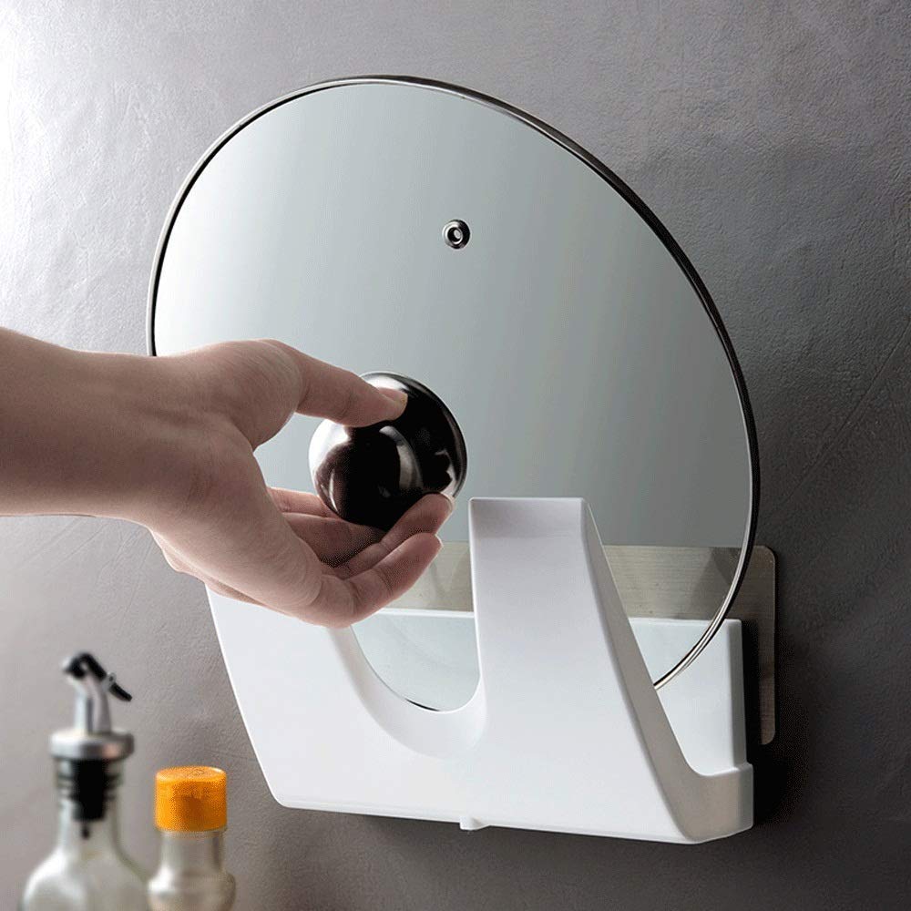 Pot Racks Pot Lid Holder 2 Pack Free Punching Pot Lid Holder Kitchen Cutting Board Wall Holder Make The Kitchen Tidy (Color : White, Size : 20×5×8Cm)