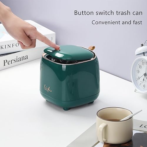 Miniatura 7 de Bonito bote de basura mini para escritorio, papelera portátil desplegable para acampar y SUV, conducción automática con tapa de bloqueo