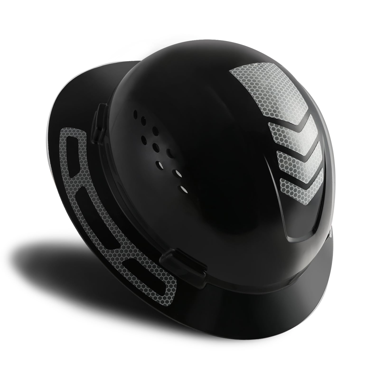 Casco de seguridad de ala completa, ventilado, aprobado por ANSI Z89.1, cascos duros de construcción para hombres y mujeres adultos (ala completa, negro)