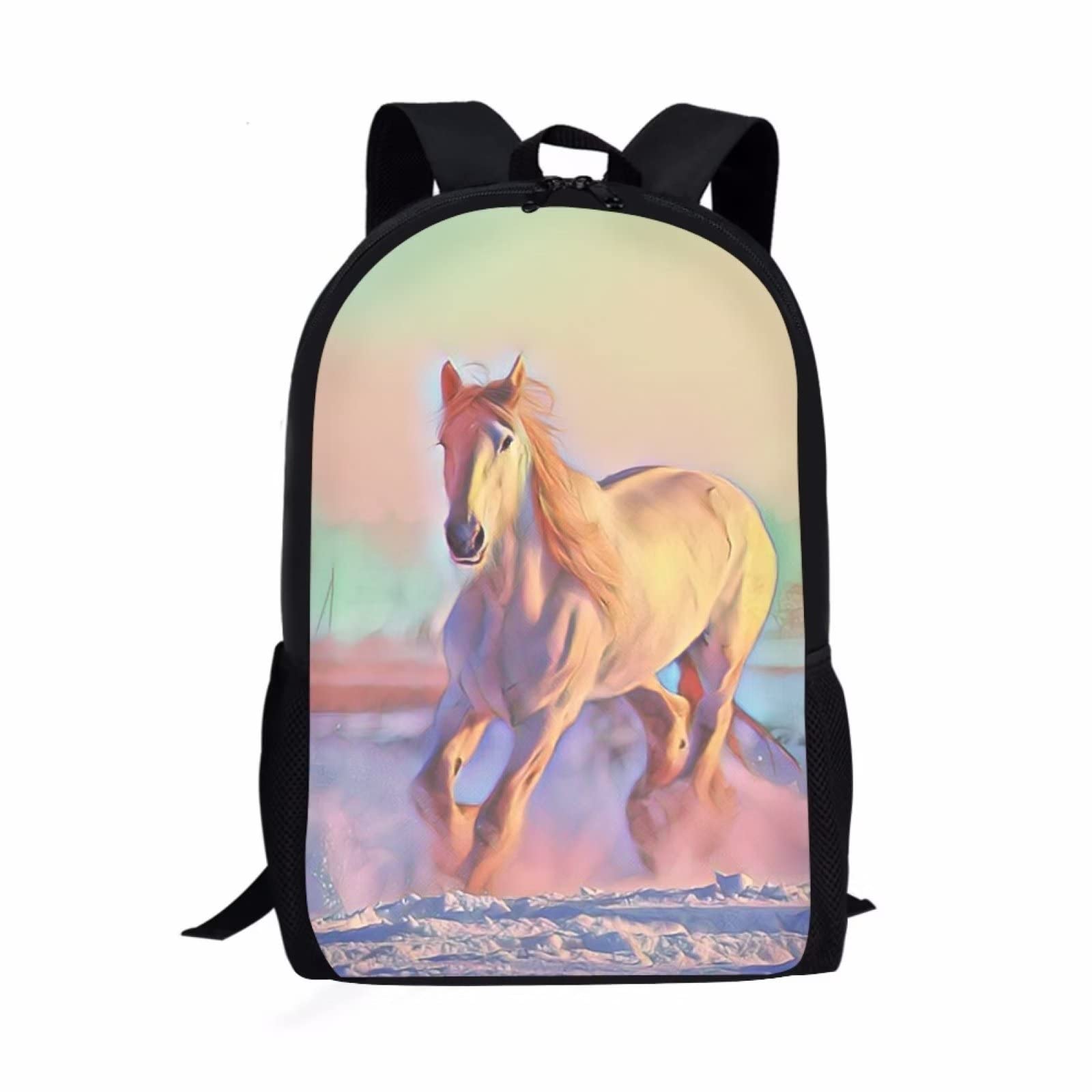 xixirimido Mochila escolar para niños y niñas, bolsa de libros para primaria, Caballo de correr., Talla única, Mochila informal