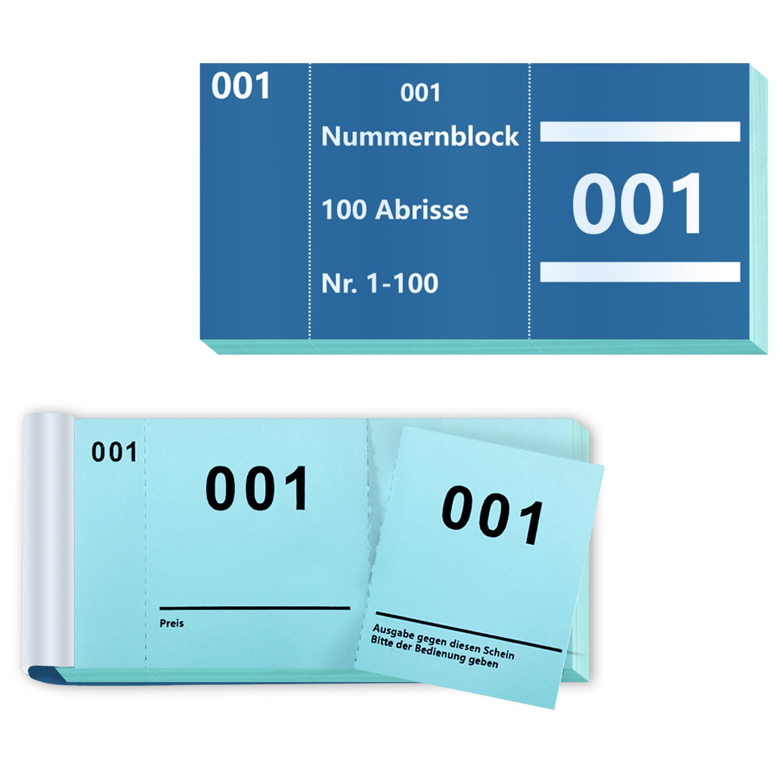 Blok z podwójnymi numerami 1-100 cyfr 5 x 10 cm, blok numeryczny, loteria, podwójne numery, luźne, numerowane, luźne, Tombola, blok z podwójnymi numerami (niebieski)