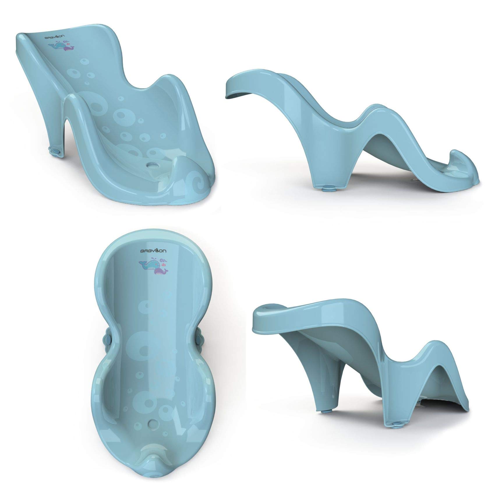 BABYLON Aqua Mini Transat de bain Bébé, 0-6 mois, Ventouses, Bleu