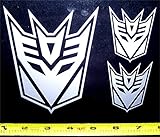 Transformers - Decepticon Set of 3 HQ Single Color High Gloss Silver Metallic Vinyl Sticker Decals