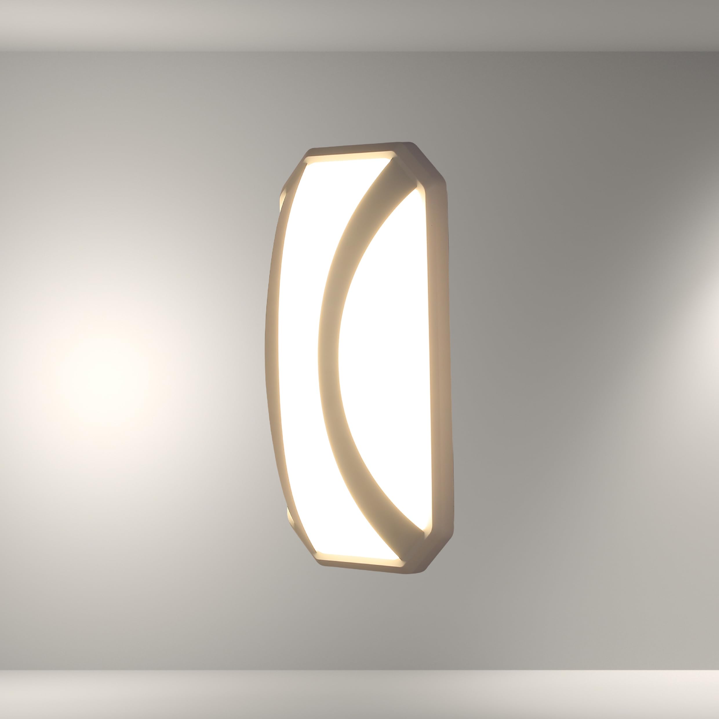 Tekled White Garden Curved Plastic Modern Led Outdoor Wall Light | 15W 6000K Cool Daylight | Weather-Resistant Ip54 | For Facades Porches Gardens And Patios | - Cool Daylight (Built-In Led)