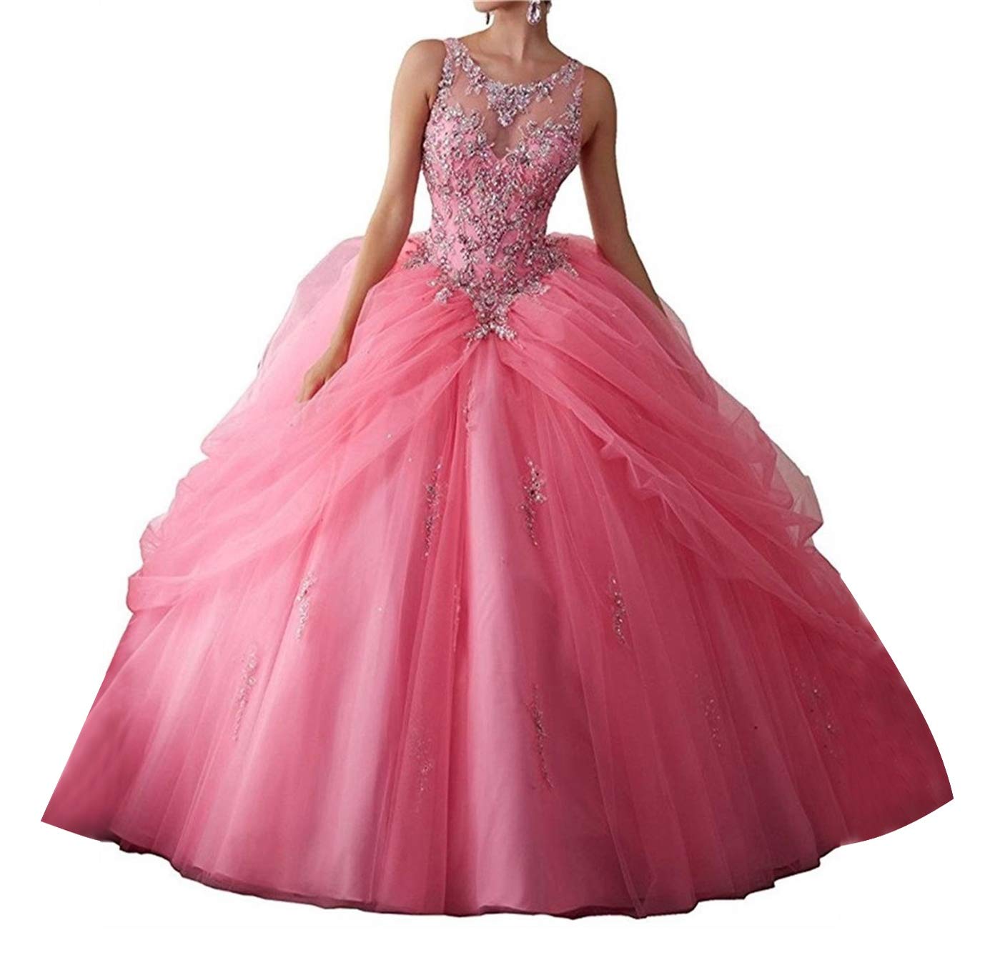 Abiti da Ballo per Feste da Ballo da Donna Abiti in Quinceanera con Perline Lunghe e Applicazioni