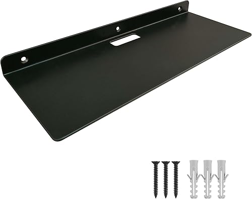 Miniatura 15 de Mini estante flotante de pared de 6 pulgadas, estante pequeño de aleación de aluminio de 0.118 in de grosor, almacenamiento negro montado en la
