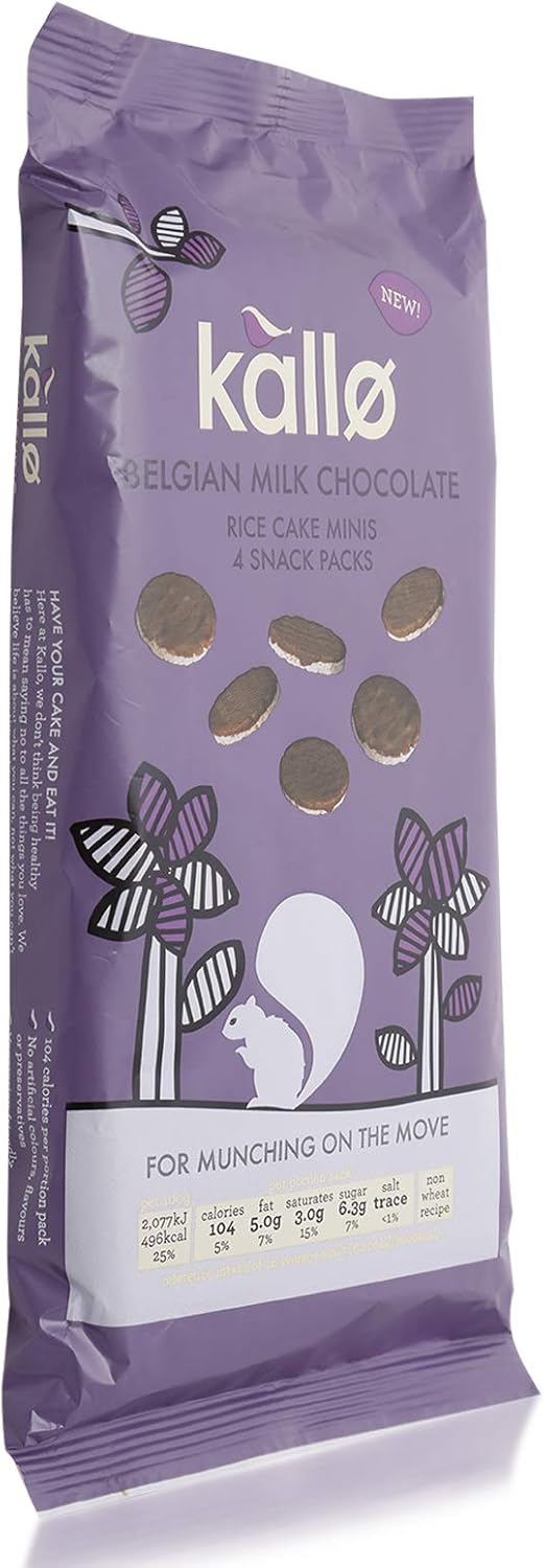 Kallo Belgian Milk Chocolate Rice Cake Minis Snack , 4 Packs 84g