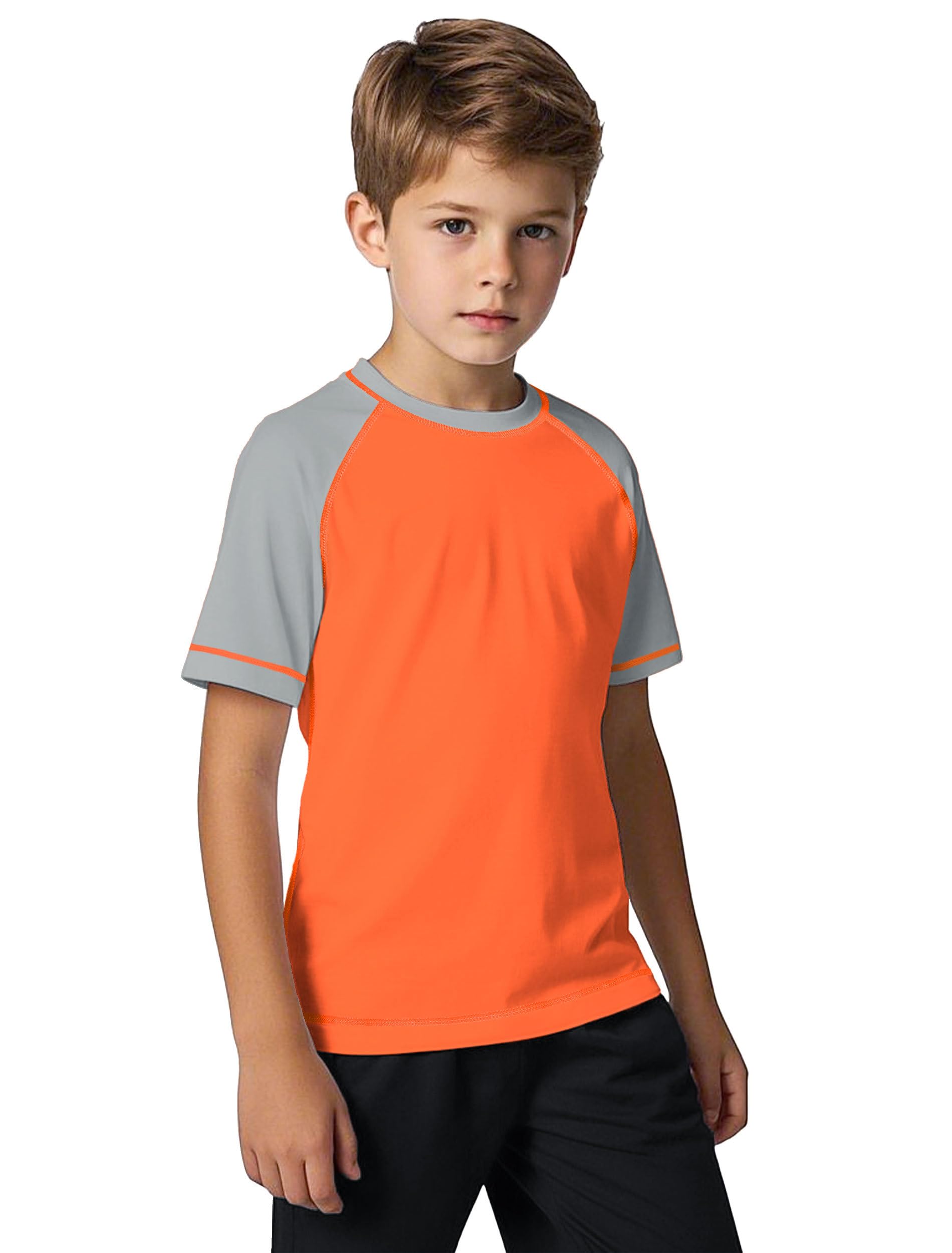 ANGEL CITIZ Jungen Kurzarm Rundhals Badeshirt UV Kinder Rashguard UPF 50+ Schwimmshirt Kinder 125-155
