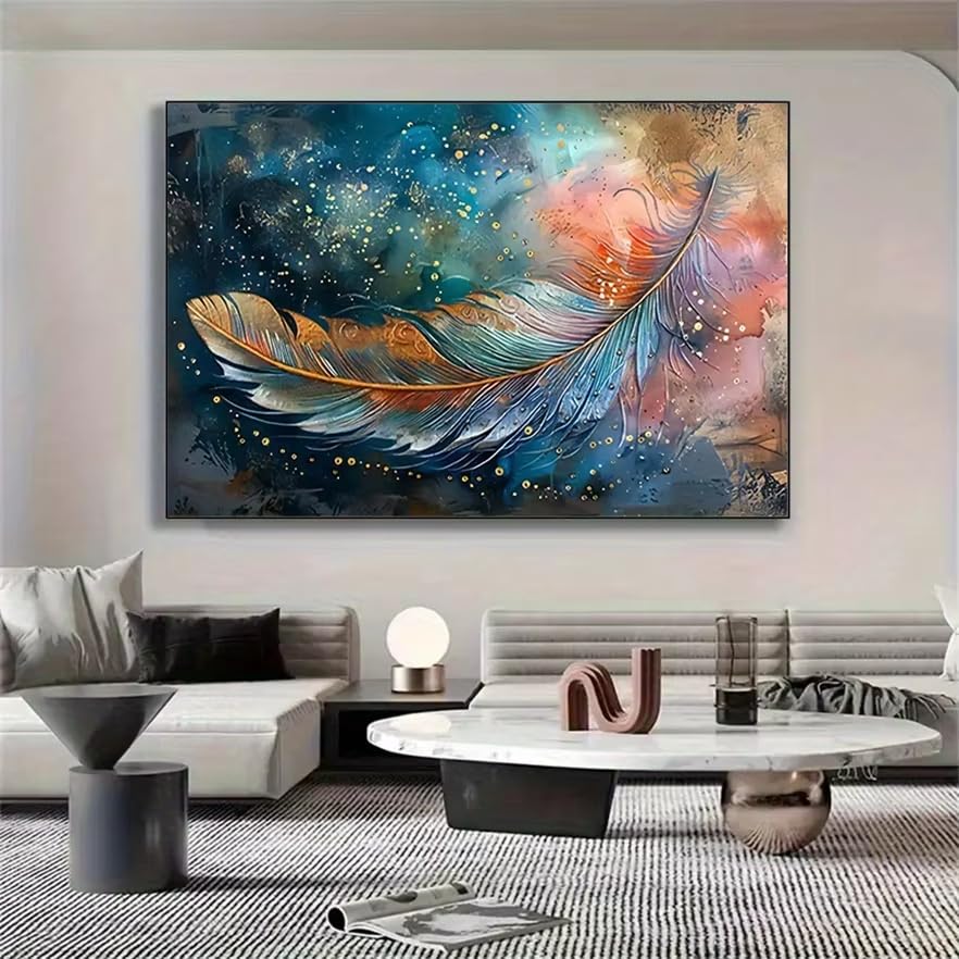 Tableau aquarelle vibrant plumes pour raviver un mur blanc vide