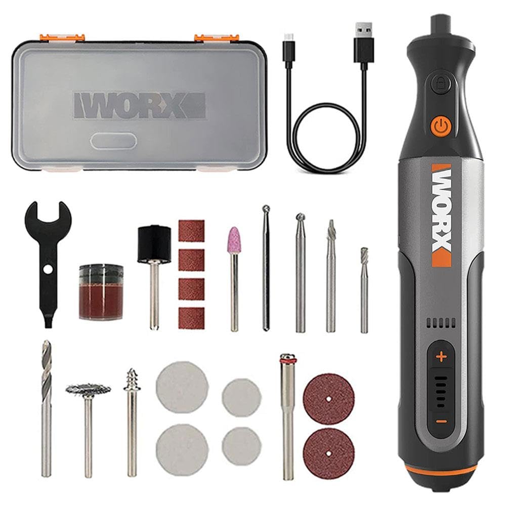 WORX WX106 - Macchina professionale per incidere con variatore di velocità, 8 V, 21 accessori