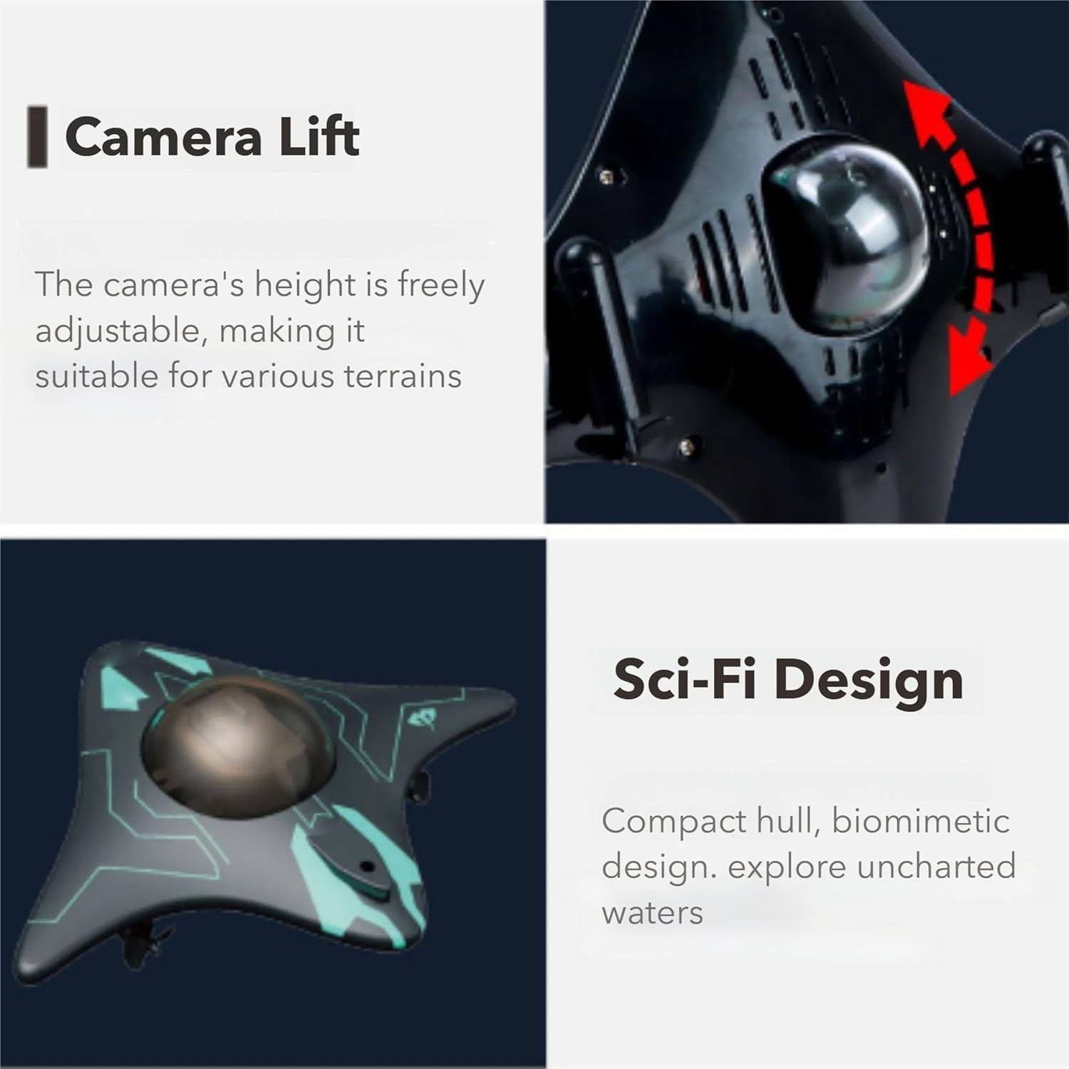 Drone Submarino con cámara | Barco Submarino RC con cámara | Drone inalámbrico para Pescar | Centrándose en la corrección Control de Aplicaciones Inteligentes | Transmisión de imágenes en Tiempo Real
