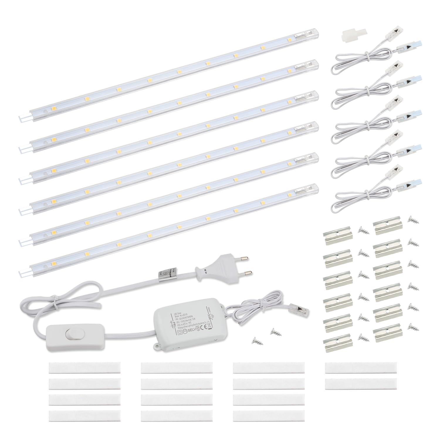 da LIGHT LED Unterbauleuchte mit Schalter 8.5W 760LM 3000k Warmweiß Lichtleiste Küchenlampe Vitrinenbeleuchtung Schrankbeleuchtung mit 6x26cm Stripes für Küche Schrank Erweiterbar durch Stecksystem