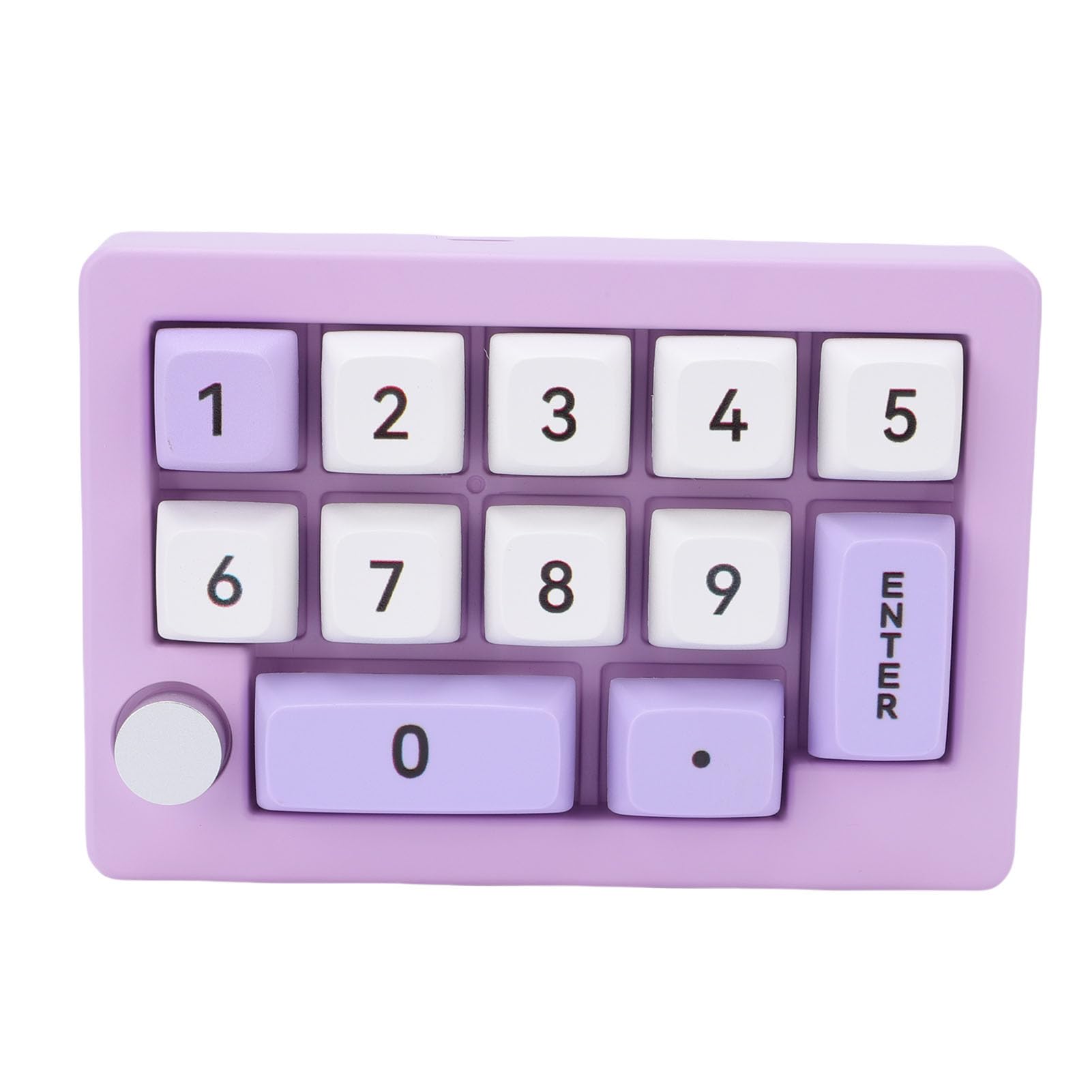 Mechanical Numpad, Programmable Wired Macro Keypad, RGB Backlit Hot Swappable Knob Control Number Pad, Rechargeable USB Keyboard for Work Gaming (Purple)