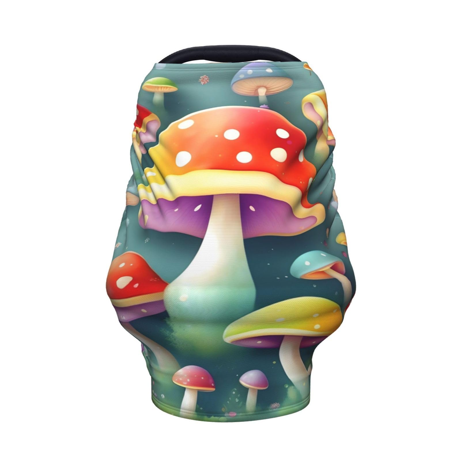 XZDHYZ Cute colored mushrooms Versatile full-print Stroller Chair Cover/Nursing Cover, specially designed for your baby, Black
