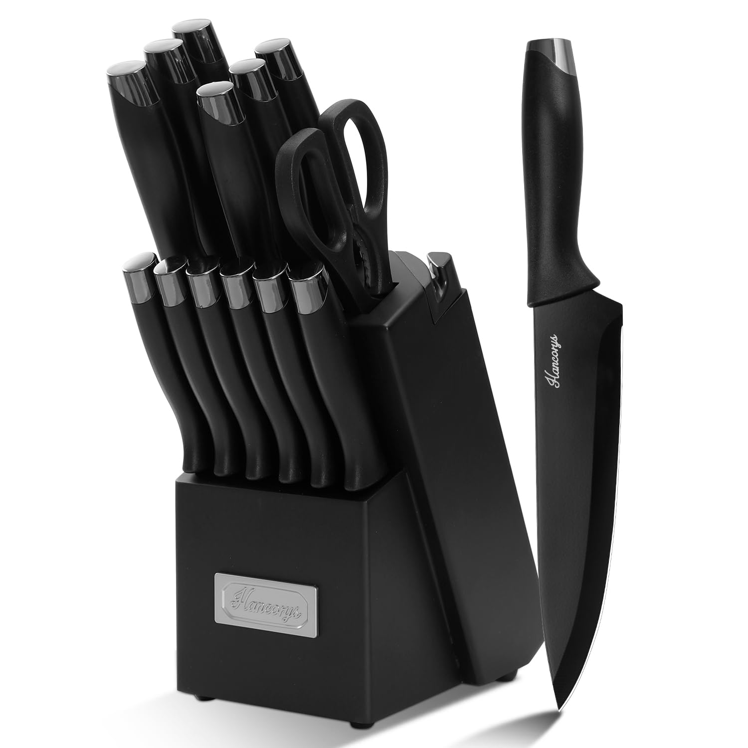 Knife Sets for Kitchen with Block, 15 Pieces Chef Knife Set with Self Sharpening