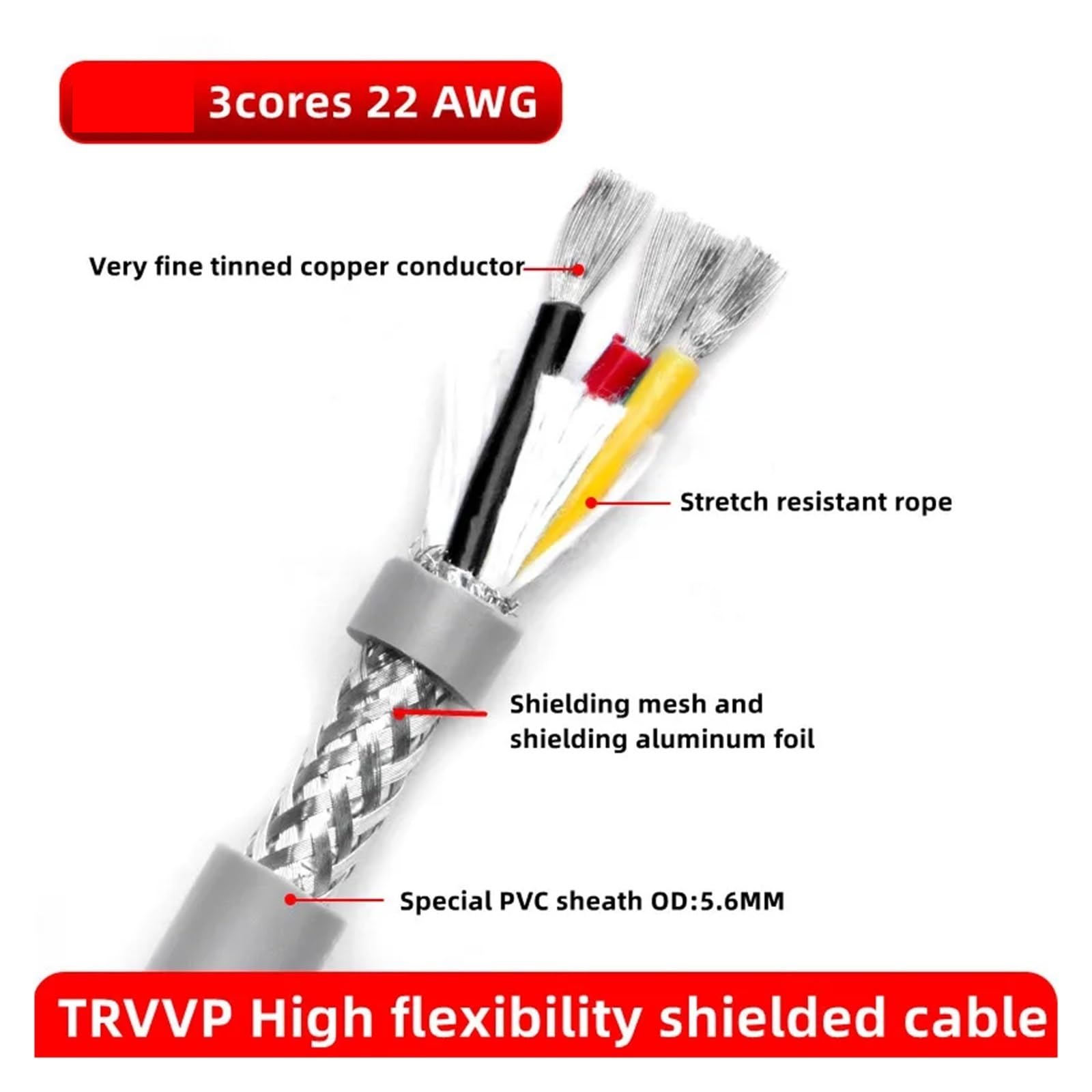 Cable multipolar apantallado, Cable de remolque cobre y PVC