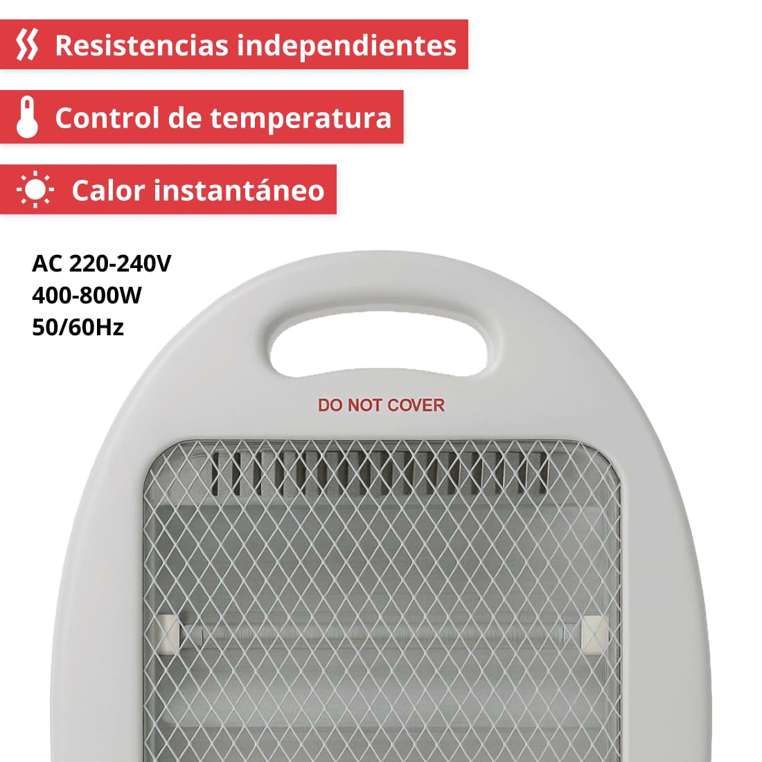 Acomoda Textil - Calefactor Eléctrico Halógeno con 2 Barras. Estufa Portátil Bajo Consumo, Silenciosa y Segura, Ideal para Dormitorio, Oficina o Hogar Durante el Invierno (Calefactor, 2 Barras)