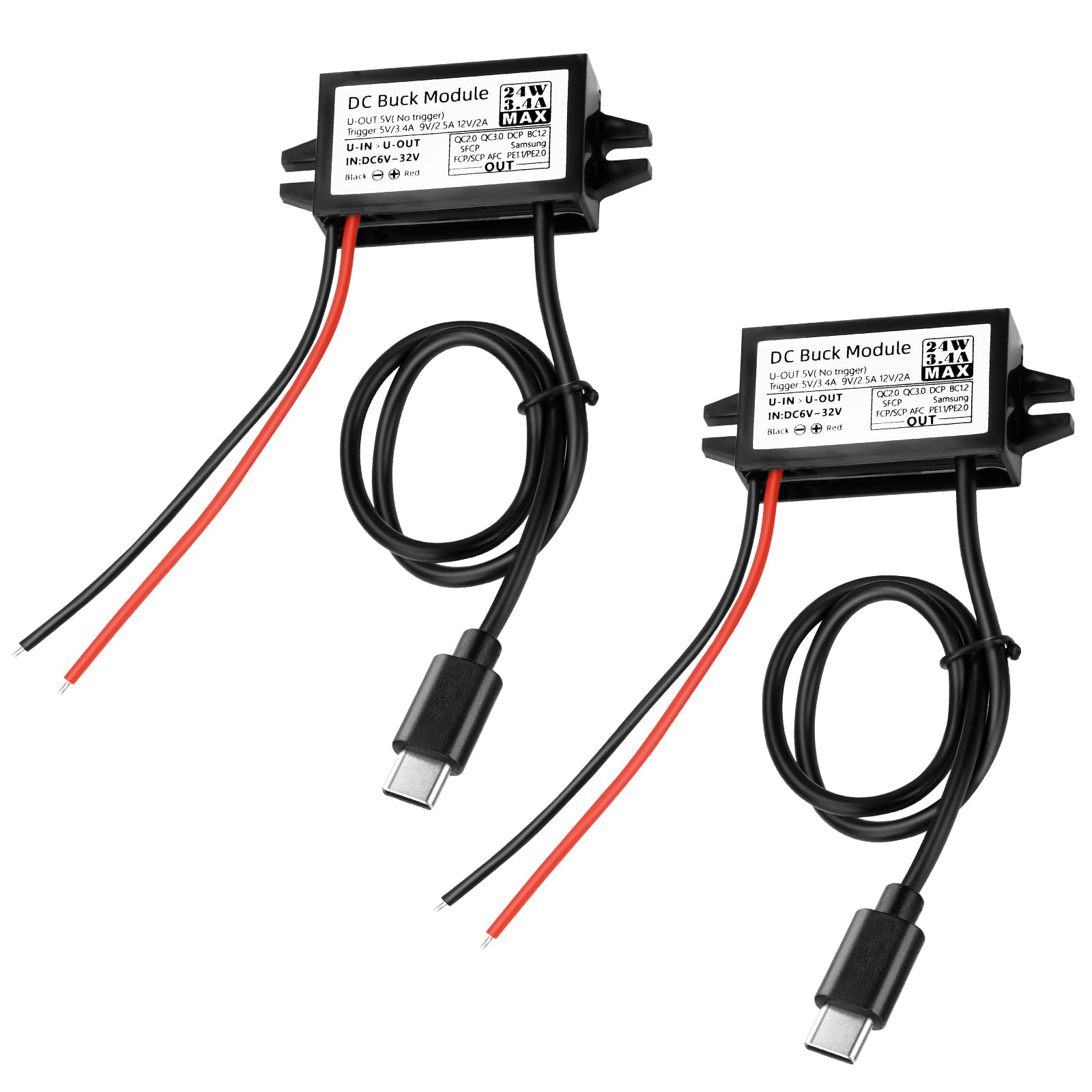 Produktbild von 2 Stück DC-DC Step-Down Wandler 12V/24V Auf 5V USB-C, 15W 3A, IP68 Wasserdicht – Für Auto Und Outdoor