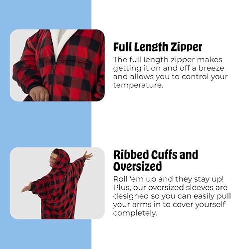 Miniatura 16 de THE COMFY Original - Manta de forro polar de microfibra con forro sherpa, diseño de gran tamaño con capucha y bolsillo de Shark Tank Aqua