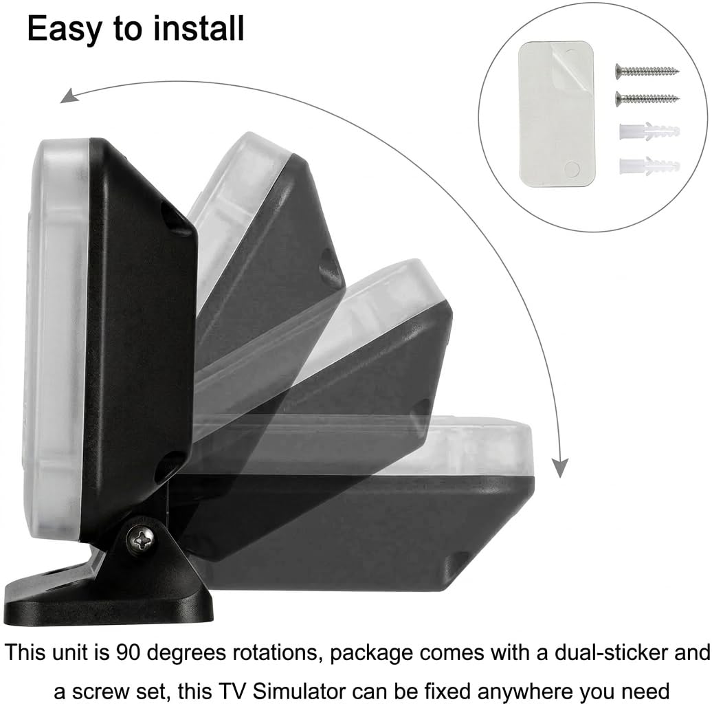 O&W Security Symulator TV FT-1 – światło LED ze zmianą koloru/jasności, port USB, tylko 2 W, bez baterii, atrapa antywłamaniowa do domu, na urlop i do mieszkania