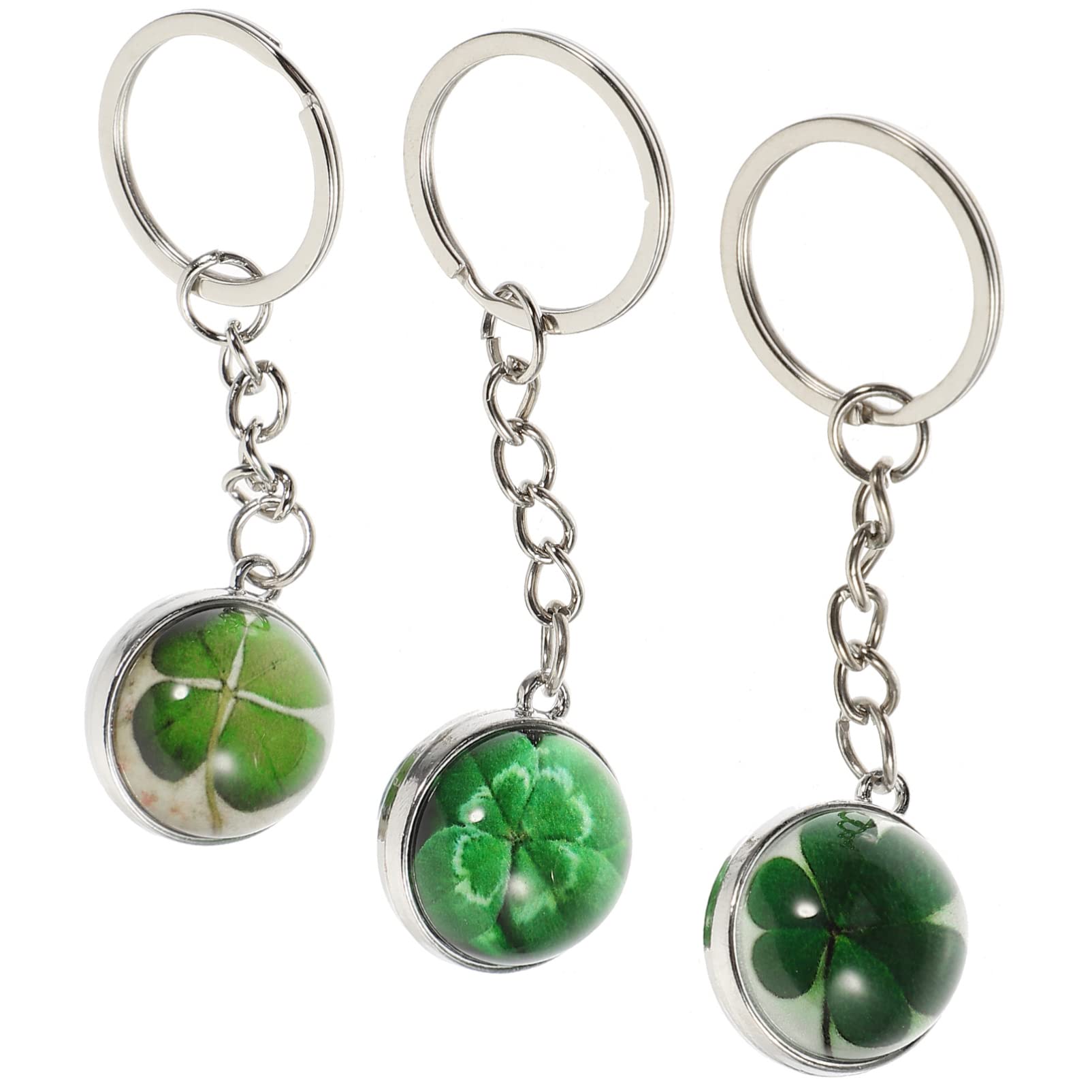 ABOOFAN Lucky Clover Keychain 3pcs Four Leaf Shamrock Charms Key Ring Irish Fortune Purse Bag Pendants for Patricks Day Gifts Irish Party Favor