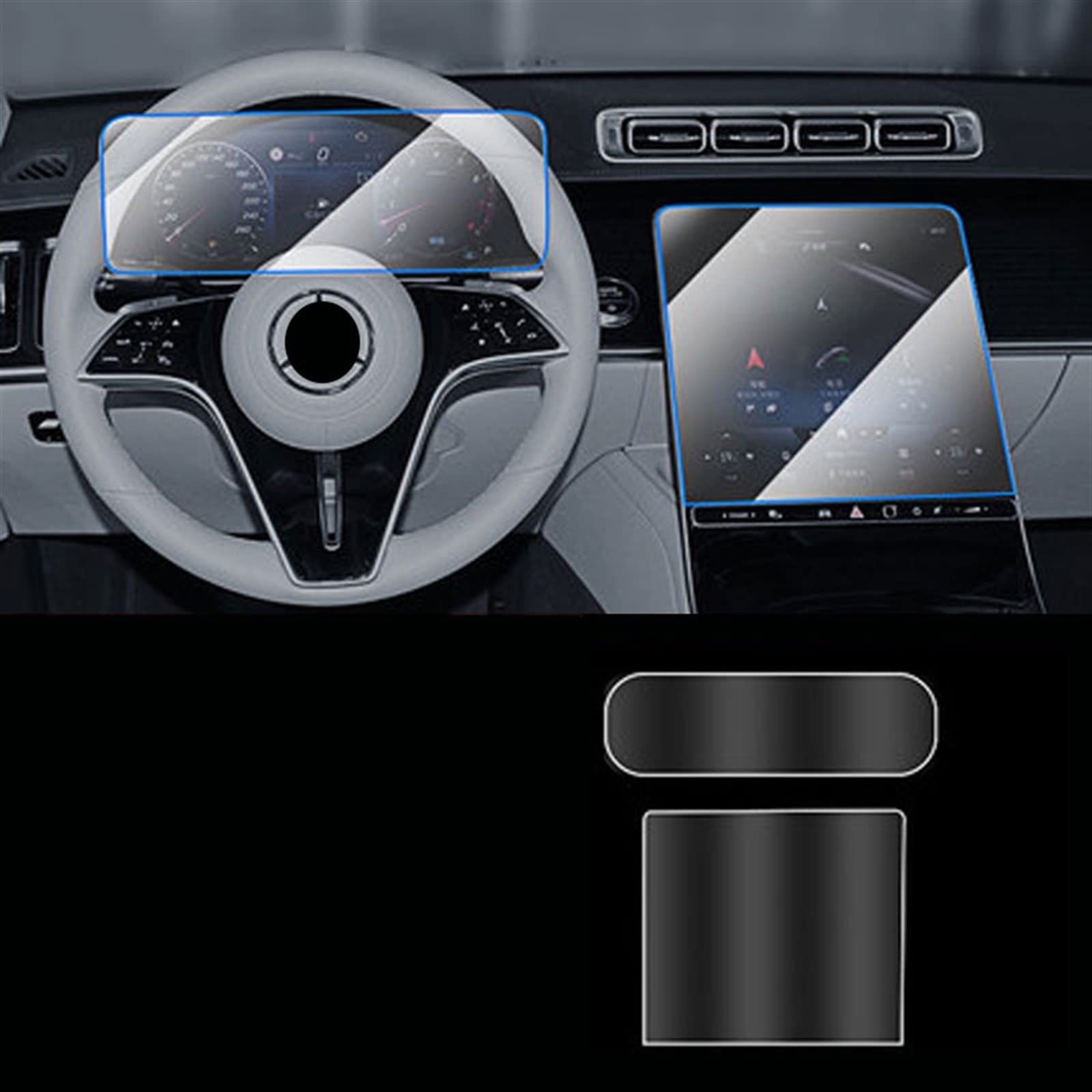 Protector de Pantalla de Cristal Templado de 12,8 Pulgadas para navegación de Coche para Benz S-Class W223 2021 (Color : 1 Set)