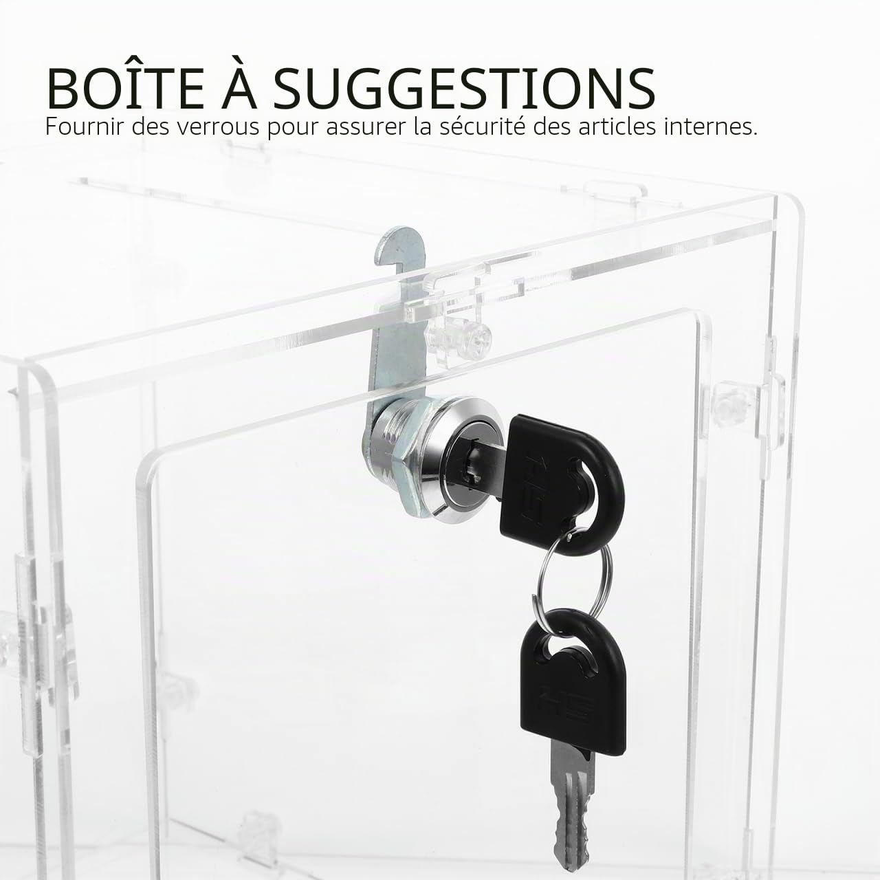 VICASKY Urne en Acrylique pour Bulletins de Vote, Tickets de Tombola, Dons, Cadenas Sécurisé Recommandé, Plastique Transparent, à Assembler, à Poser sur Un Comptoir, pour Bulletins Vote,