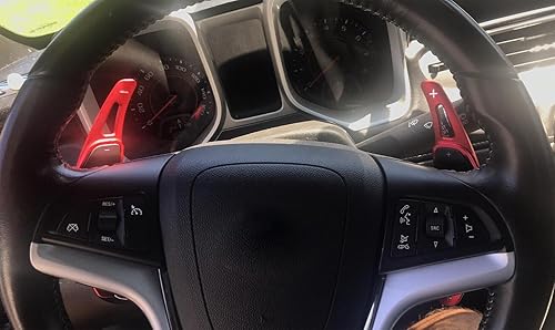 Miniatura 5 de iJDMTOY Extensiones de paleta grandes de aluminio CNC Billet color rojo compatibles con Chevy Camaro 2012-15, Cadillac CT6 XT5 2016-19, Buick Regal