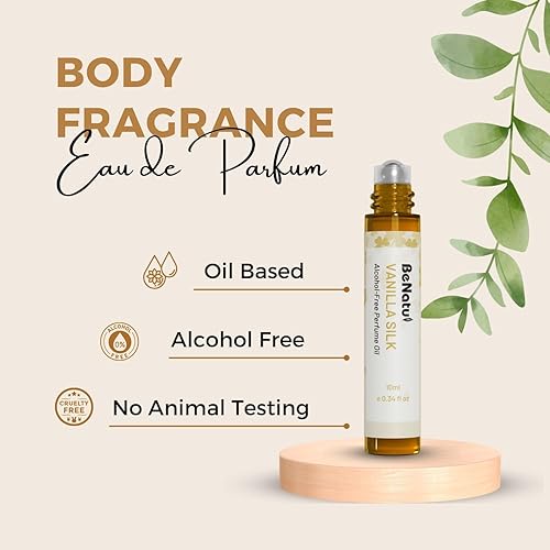 Miniatura 3 de benatu Aceite de perfume de vainilla roll-on para mujer, sin alcohol, fragancia corporal de aceite esencial de tamaño viaje, larga duración, aroma