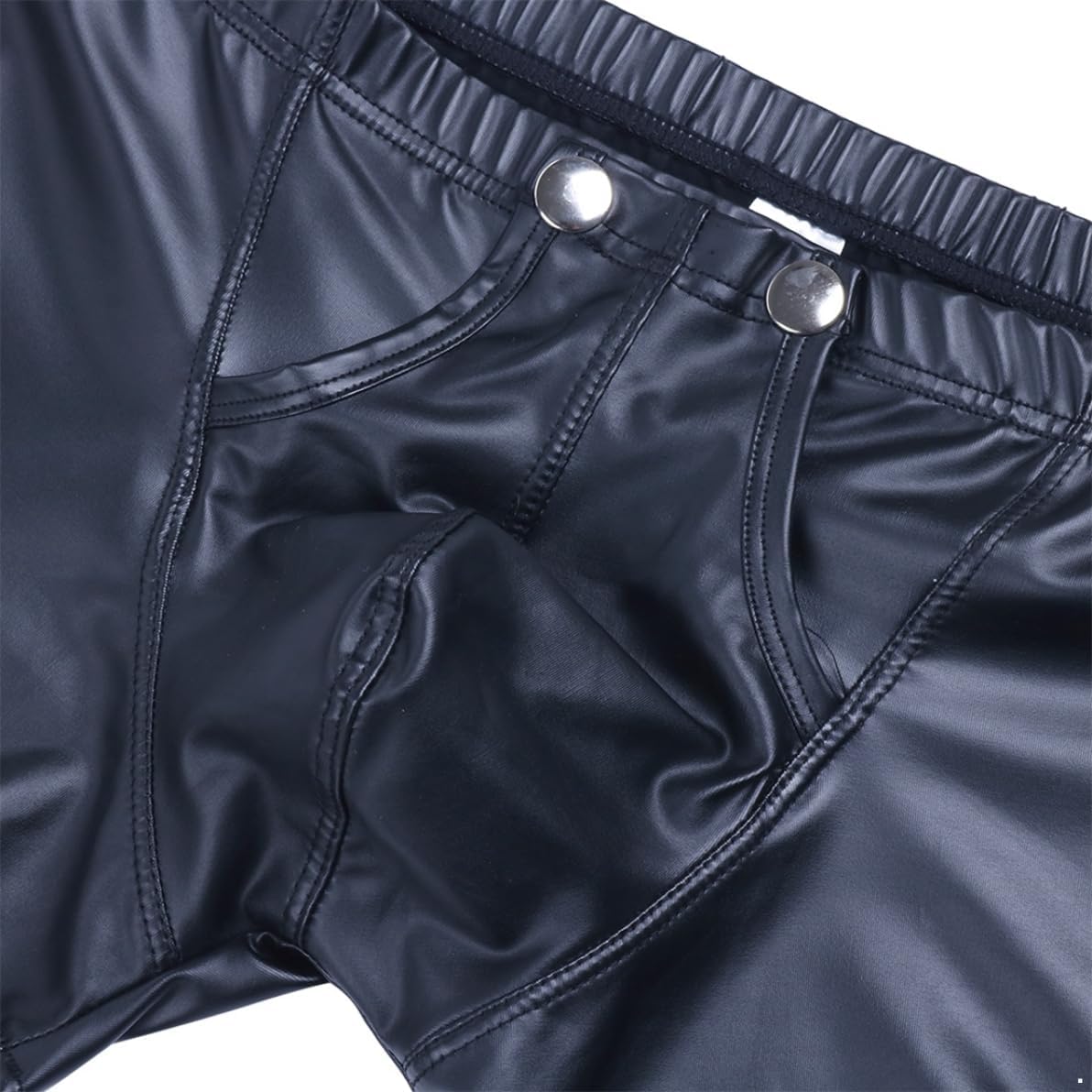 Sywiyi Men''s Wetlook Leather Shorts Bulge Pouch Zipper Boxer Briefs Sexy Lingerie Underwear