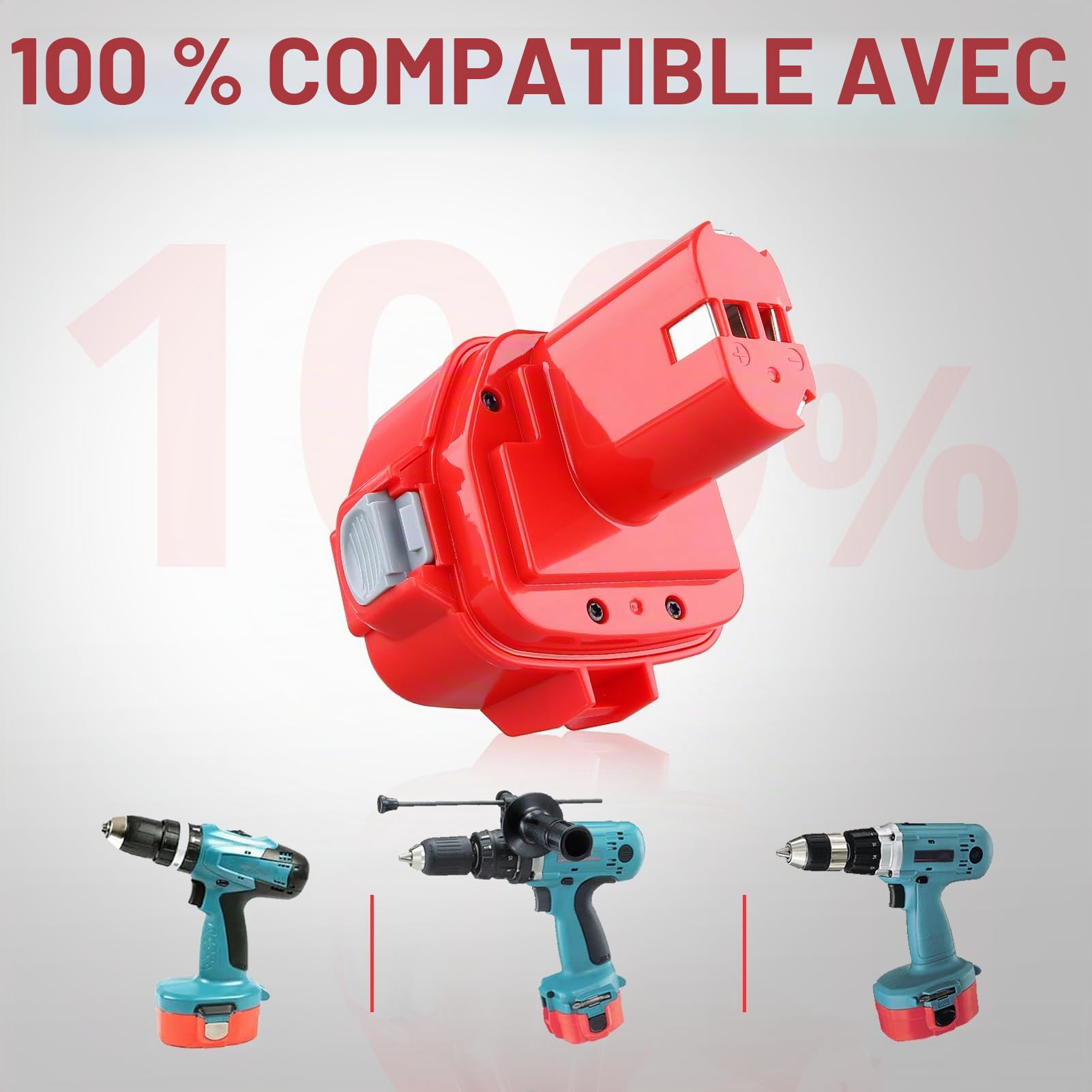 2 pièces de remplacement pour batterie Makita 12V 4,8Ah Ni-MH Compatible avec batterie Makita 12V-PA12 1220 1222 1233 1234 1235 1235F pour batterie d'outil