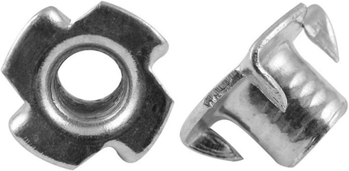 CHATROOM M3 M4 M5 M6 M8 M10 Carbon Steel Zinc Plated Four Claws Nut Speaker T-nut Blind Pronged Insert Tee Nut Furniture Hardware (Color : 20pcs, Size : M10)