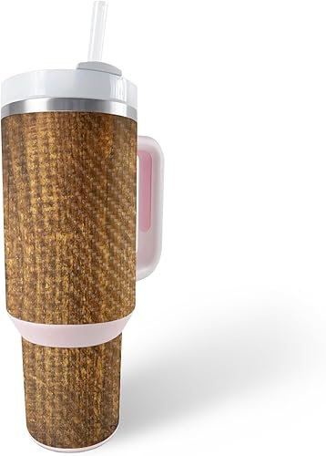 Miniatura 6 de MightySkins - Skin de fibra de carbono compatible con Stanley The Quencher H2.0 FlowState vaso de 40 onzas, color blanco acuarela, acabado de fibra