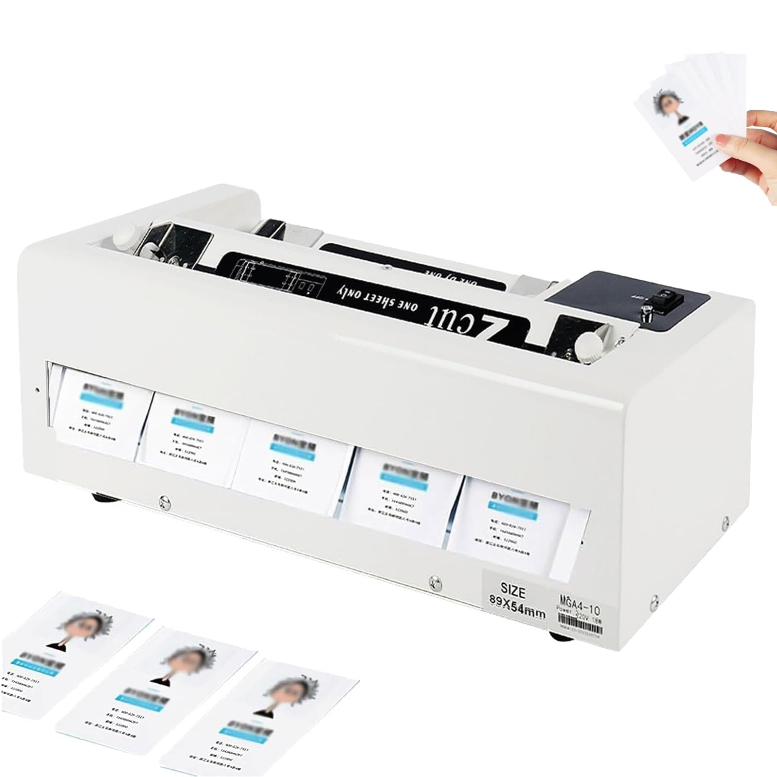 Taglierina Elettrica Automatica A4 per Biglietti da Visita 90x54mm, 30/Min | 10 Fogli/20 Sec, fino a 350 g/m², Margine Regolabile, Alimentazione Automatica e Lama Autoaffilante per Uffici e Tipografie