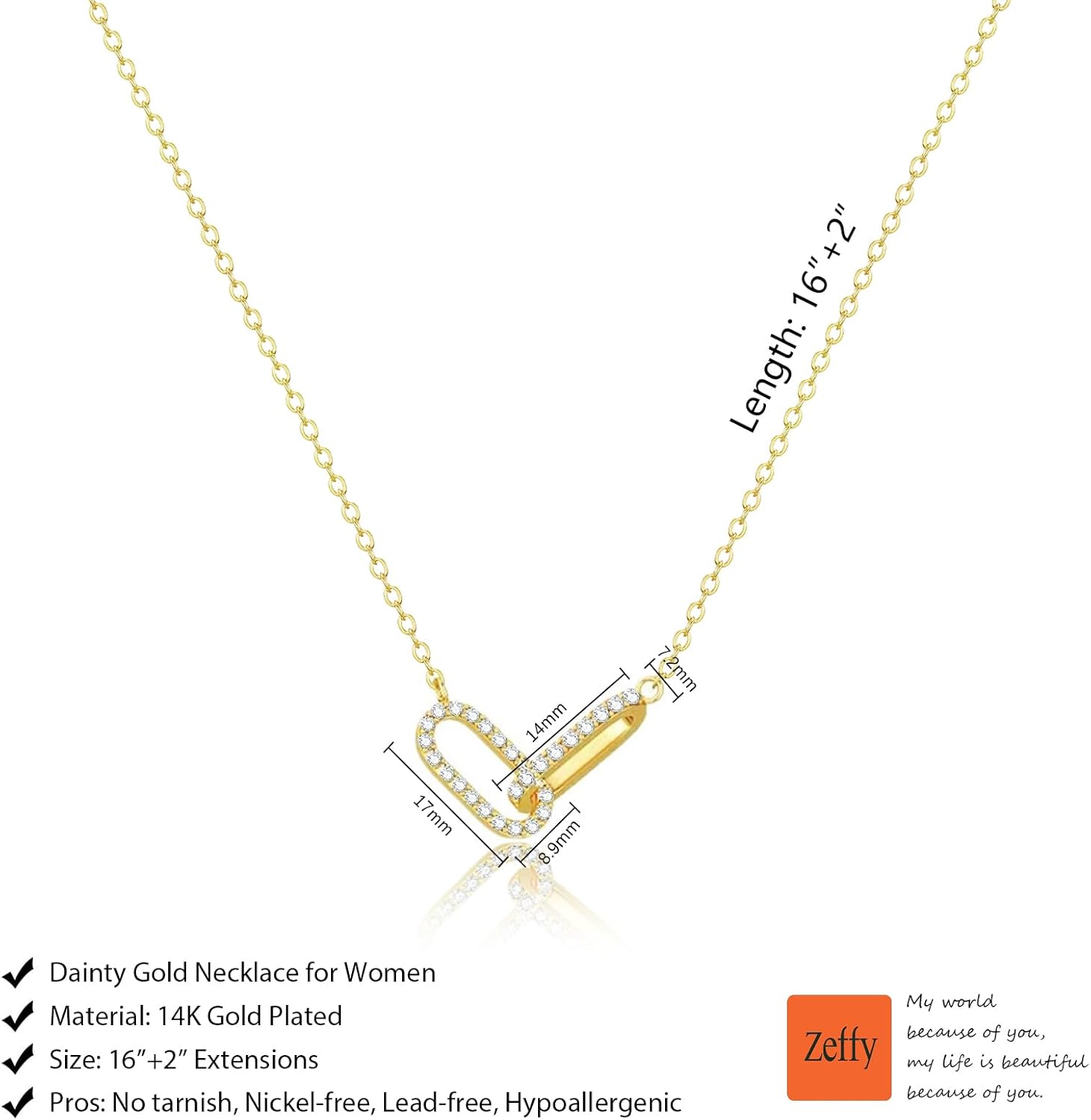 Zeffy Diamond Necklaces for Women, Dainty Gold Necklace 18k Gold Plated Layered Necklaces Simple Gold CZ Diamond Pendant Necklaces for Women Trendy Jewelry Gifts for Girls - Image 6