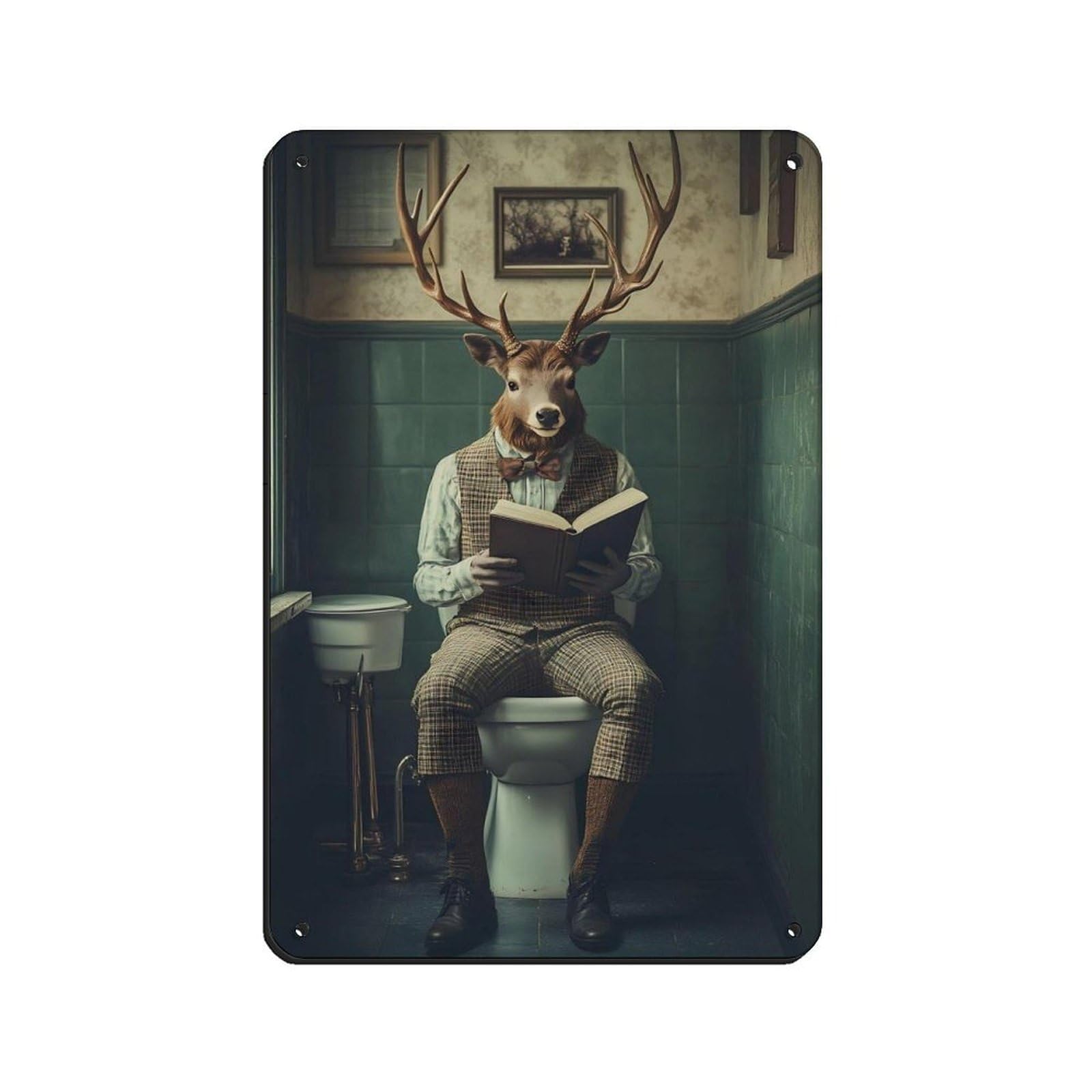 Whimsical Deer, Unique Animal Retro Poster Metal Tin Sign Chic Art Retro Iron Painting Bar People Cave Cafe Family Garage Poster Wall Decoration 8x12inch(20x30cm)