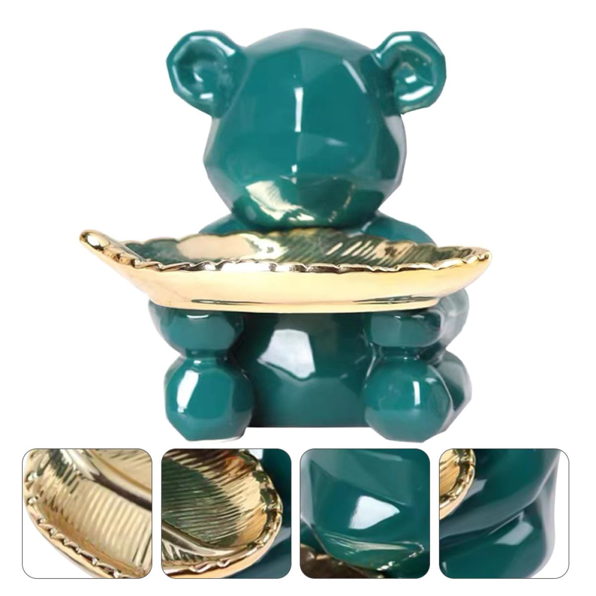 Beaupretty Vassoio Porta Gioielli in Ceramica Verde Multifunzionale, Elegante e Creativo, per Esposizione e Conservazione di Gioielli in Occasioni come Matrimoni e Anniversari
