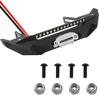 ShareGoo 1/10 Scale Front Bumper,Metal Bull Bar Front Bumper with LED Lights Bar Compatible with Axial SCX10 90046 90047 Traxxas TRX4 RC4WD D90 TF2 1/10 RC Crawlers