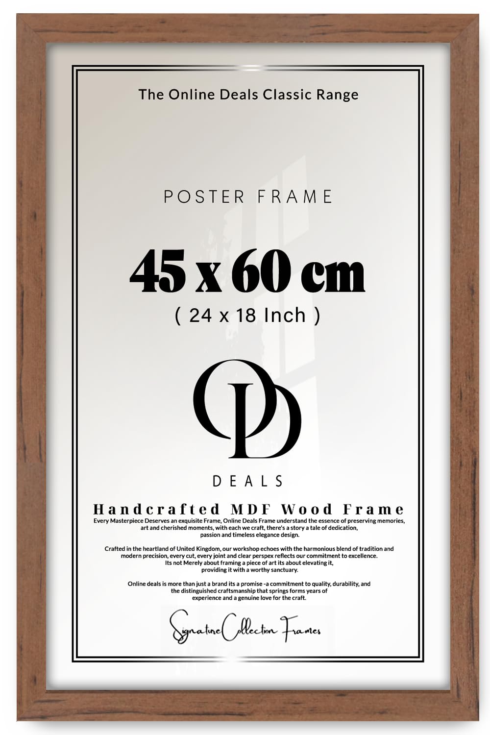 OD Deals 45x60 cm (17.7x23.6 Inch / 450x600 mm) MDF Poster Frame | Rich Walnut Wall Frame with Shatterproof Acrylic Front (Walnut)